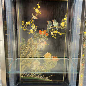 Vintage Asian Style Curio Display Shelf Cabinet with Glass Doors