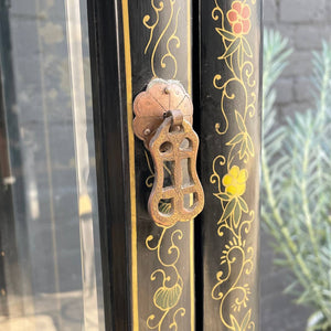 Vintage Asian Style Curio Display Shelf Cabinet with Glass Doors