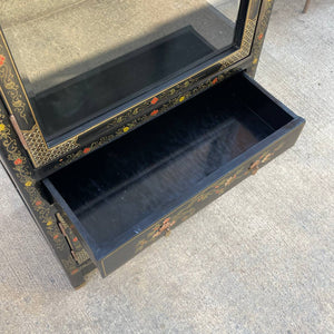 Vintage Asian Style Curio Display Shelf Cabinet with Glass Doors