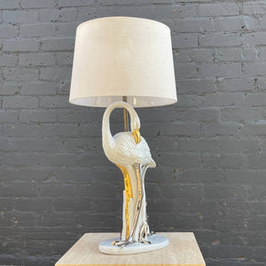 Vintage Mid-Century Porcelain Flamingo Bird Table Lamp, c.1960’s