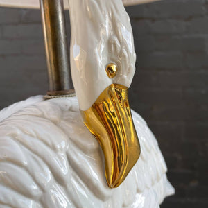 Vintage Mid-Century Porcelain Flamingo Bird Table Lamp, c.1960’s