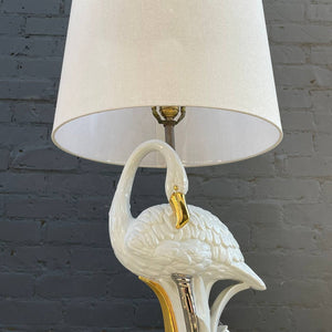 Vintage Mid-Century Porcelain Flamingo Bird Table Lamp, c.1960’s