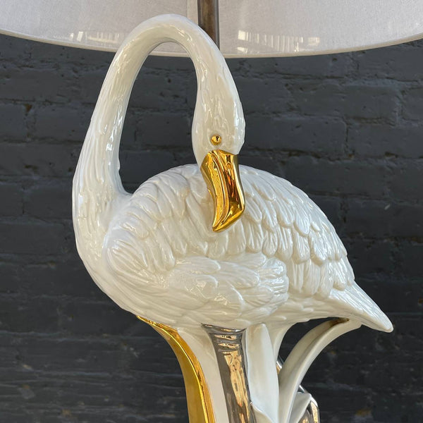Vintage Mid-Century Porcelain Flamingo Bird Table Lamp, c.1960’s