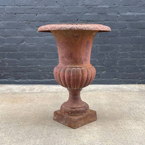 Antique Period Cast Iron Garden Patio Urn with Great Detail, c.1960’s