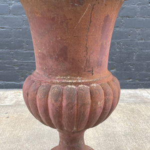 Antique Period Cast Iron Garden Patio Urn with Great Detail, c.1960’s