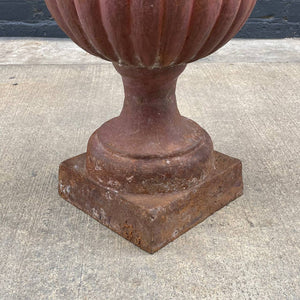 Antique Period Cast Iron Garden Patio Urn with Great Detail, c.1960’s