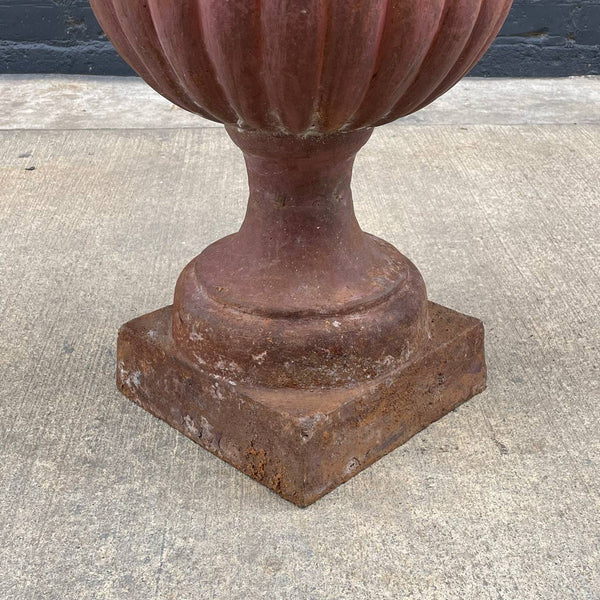 Antique Period Cast Iron Garden Patio Urn with Great Detail, c.1960’s