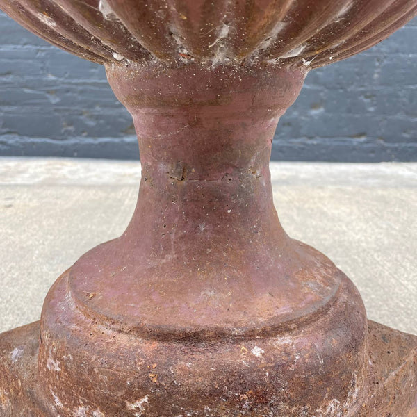 Antique Period Cast Iron Garden Patio Urn with Great Detail, c.1960’s