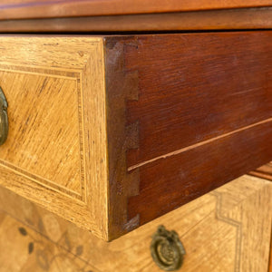 French Antique Highboy Chest of Drawers with Brass Detail Accents, c.1950’s