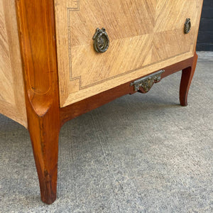 French Antique Highboy Chest of Drawers with Brass Detail Accents, c.1950’s