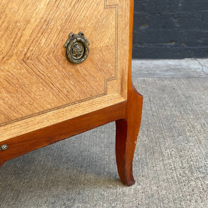 French Antique Highboy Chest of Drawers with Brass Detail Accents, c.1950’s