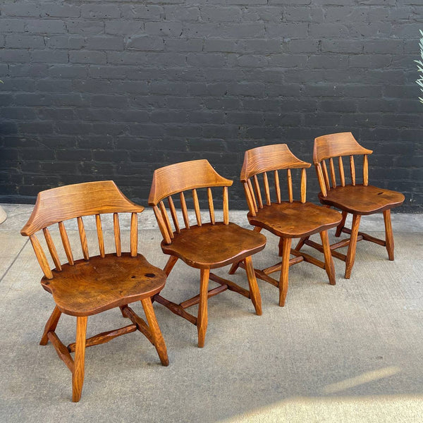 Set of 6 Antique Windsor Oak Spindle Dining Chairs, c.1950’s