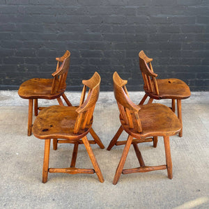 Set of 6 Antique Windsor Oak Spindle Dining Chairs, c.1950’s