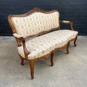 Antique French Provincial Carved Walnut Sofa, c.1940’s