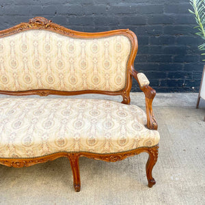 Antique French Provincial Carved Walnut Sofa, c.1940’s