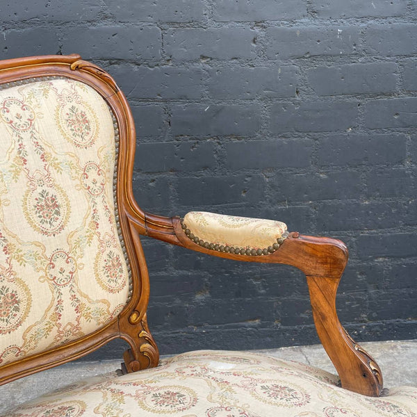 Antique French Provincial Carved Walnut Sofa, c.1940’s
