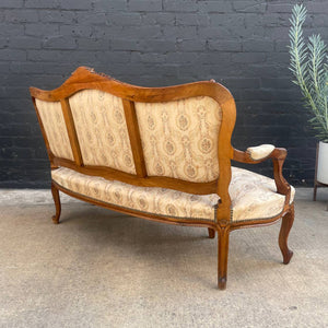 Antique French Provincial Carved Walnut Sofa, c.1940’s