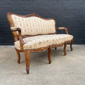 Antique French Provincial Carved Walnut Sofa, c.1940’s