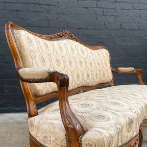 Antique French Provincial Carved Walnut Sofa, c.1940’s