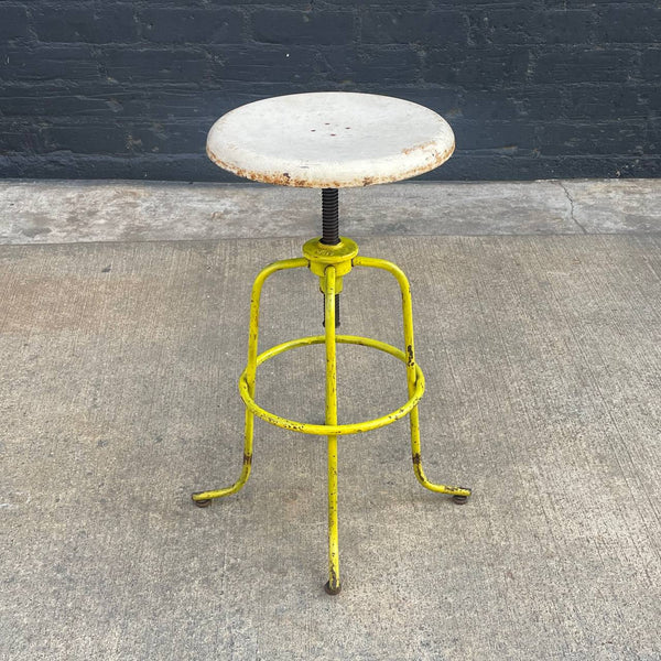 Antique American Industrial Height Adjustable Stool Chair, c.1940’s