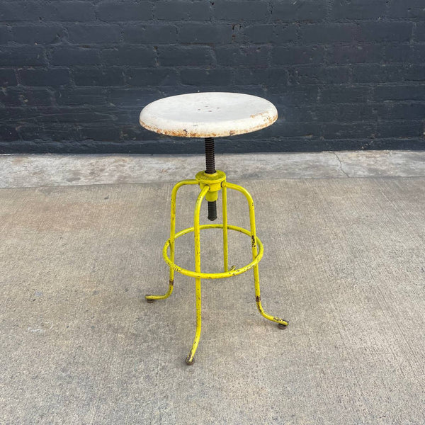 Antique American Industrial Height Adjustable Stool Chair, c.1940’s