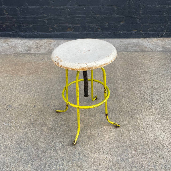 Antique American Industrial Height Adjustable Stool Chair, c.1940’s