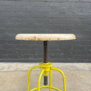 Antique American Industrial Height Adjustable Stool Chair, c.1940’s