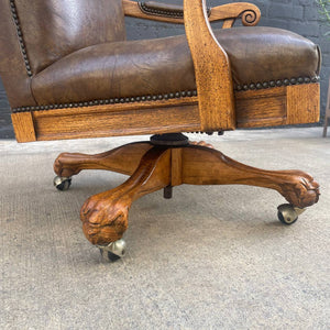 Vintage Height Adjustable Office Chair with Claw Feet, c.1970’s