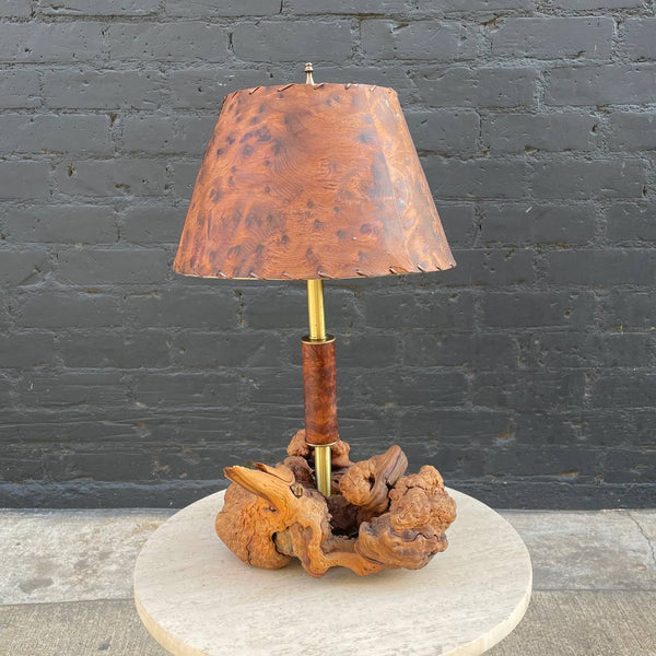 Vintage Mid-Century Modern Free-Form Burl Wood Table Lamp, c.1960’s