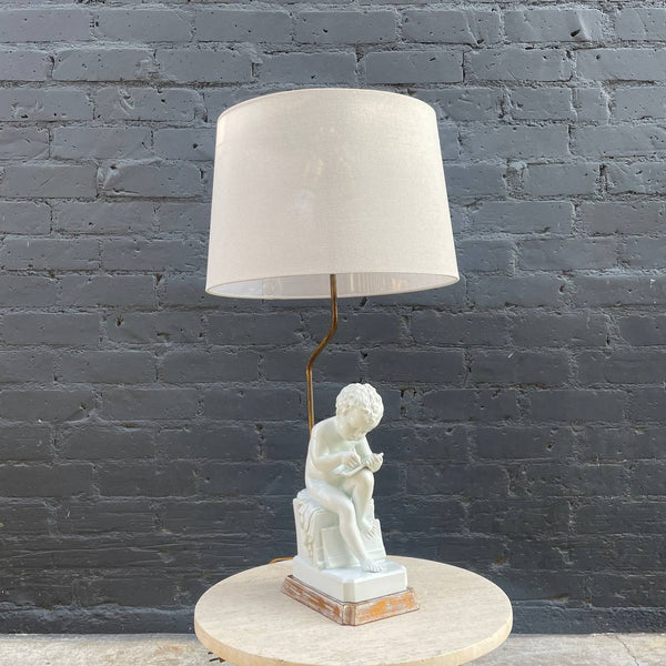 Vintage Mid-Century Modern Porcelain Reading Child Table Lamp by Canova, c.1960’s