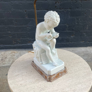 Vintage Mid-Century Modern Porcelain Reading Child Table Lamp by Canova, c.1960’s