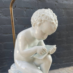 Vintage Mid-Century Modern Porcelain Reading Child Table Lamp by Canova, c.1960’s