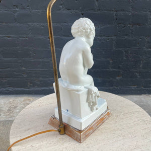 Vintage Mid-Century Modern Porcelain Reading Child Table Lamp by Canova, c.1960’s