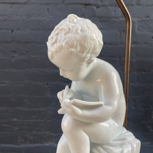 Vintage Mid-Century Modern Porcelain Reading Child Table Lamp by Canova, c.1960’s