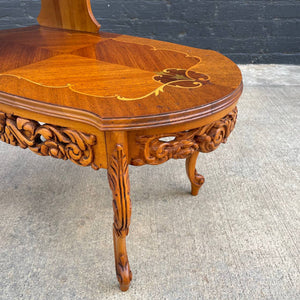 Pair of Antique French Provincial Carved Mahogany Two-Tier Side Tables, c.1960’s