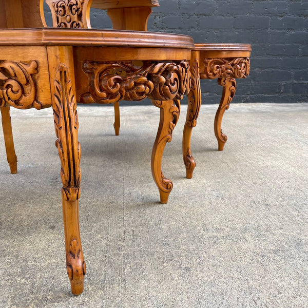 Pair of Antique French Provincial Carved Mahogany Two-Tier Side Tables, c.1960’s