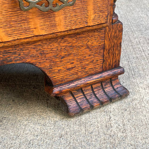 American Antique Carved Oak Wood Drop-Down Secretary Desk, c.1950’s
