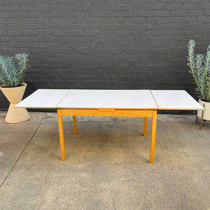 Vintage Expanding Danish Modern Oak & Formica Draw-Leaf Dining Table, c.1960’s