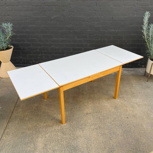 Vintage Expanding Danish Modern Oak & Formica Draw-Leaf Dining Table, c.1960’s