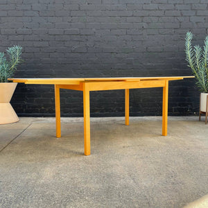 Vintage Expanding Danish Modern Oak & Formica Draw-Leaf Dining Table, c.1960’s