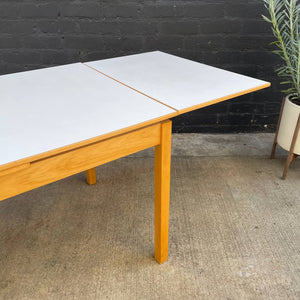 Vintage Expanding Danish Modern Oak & Formica Draw-Leaf Dining Table, c.1960’s