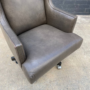 Original Grey Leather Adjustable Office Wing Chair by Crate & Barrel