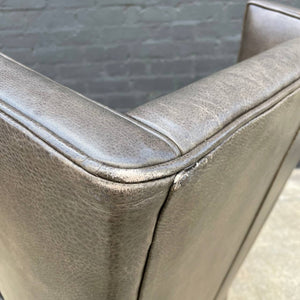 Original Grey Leather Adjustable Office Wing Chair by Crate & Barrel