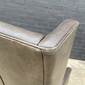 Original Grey Leather Adjustable Office Wing Chair by Crate & Barrel