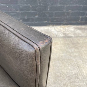 Original Grey Leather Adjustable Office Wing Chair by Crate & Barrel