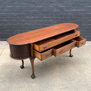 American Antique Carved Oak Sideboard with Claw Feet, c.1940’s