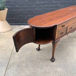American Antique Carved Oak Sideboard with Claw Feet, c.1940’s