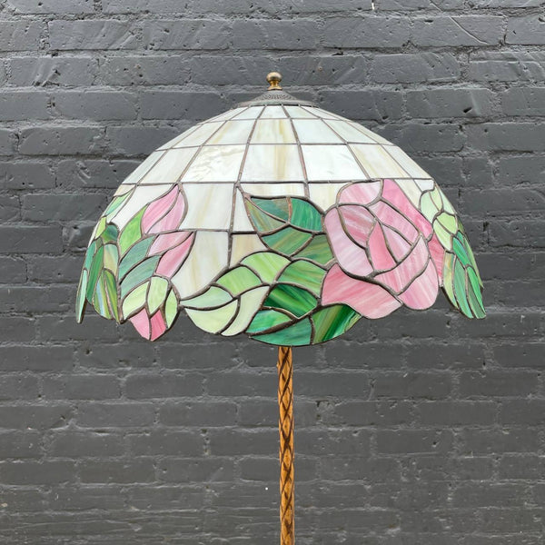 Antique Tiffany Style Floor Lamp with with Original Glass Shade, c.1940’s