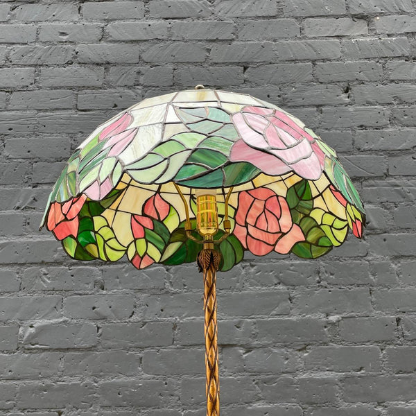 Antique Tiffany Style Floor Lamp with with Original Glass Shade, c.1940’s