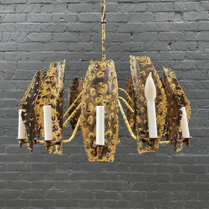 Mid-Century Modern Brutalist Brass Chandelier, c.1960’s